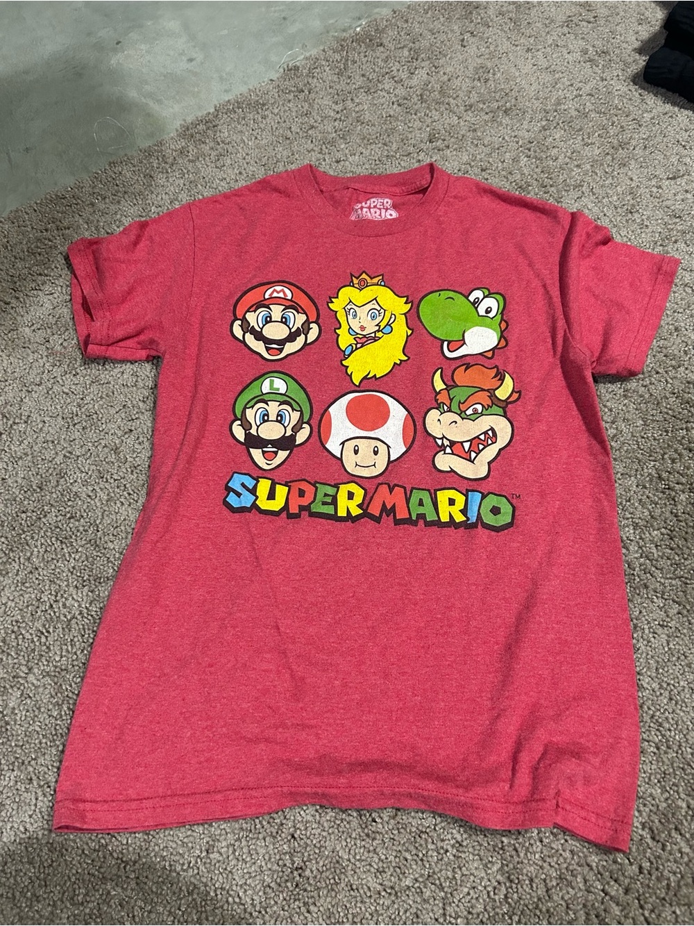 Super Mario And Friends T Shirt Red Small Old School Game Shirt